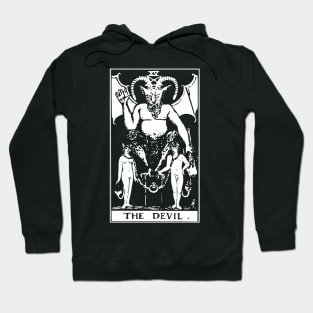 Devil Tarot Card White on Black Goth Classic Magic Retro Sabbath Satan Astrology Shirt Sticker Mug + More Hoodie